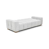 Sofá Cama Miami Blanco Shaggy y Matiz Caoba 228x78cm de Tres Puestos Reclinable con Apoya Brazos