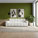 Sofá Cama Miami Blanco Shaggy y Matiz Caoba 228x78cm de Tres Puestos Reclinable con Apoya Brazos