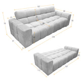 Sofá Cama Miami Blanco Shaggy y Matiz Caoba 228x78cm de Tres Puestos Reclinable con Apoya Brazos