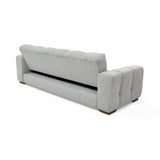 Sofá Cama Miami Plata Shaggy y Matiz Caoba 228x78cm de Tres Puestos Reclinable con Apoya Brazos