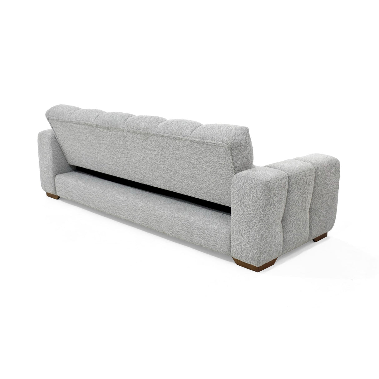 Sofá Cama Miami Plata Shaggy y Matiz Caoba 228x78cm de Tres Puestos Reclinable con Apoya Brazos