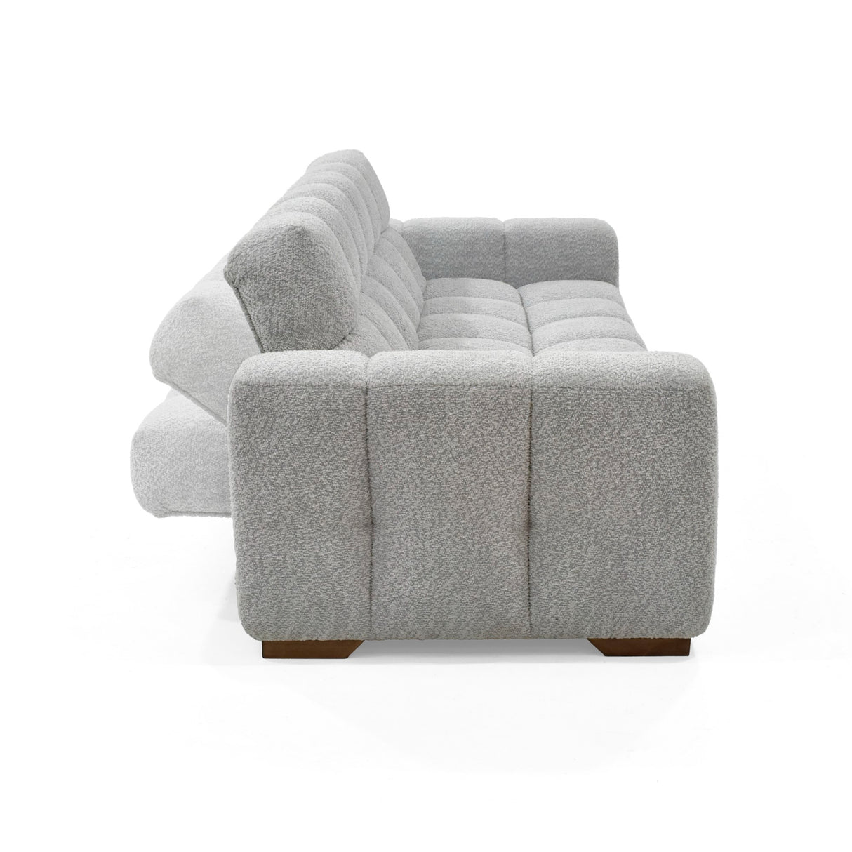 Sofá Cama Miami Plata Shaggy y Matiz Caoba 228x78cm de Tres Puestos Reclinable con Apoya Brazos