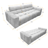 Sofá Cama Miami Plata Shaggy y Matiz Caoba 228x78cm de Tres Puestos Reclinable con Apoya Brazos