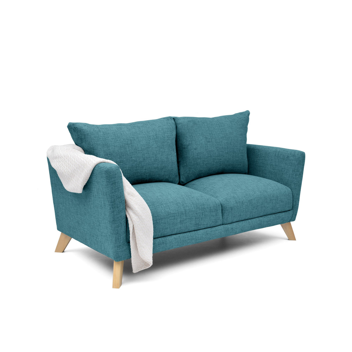Sofá Montecarlo Petróleo Eureka y Matiz Natural 170x90cm de Tres Puestos con Apoya Brazos