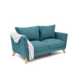 Sofá Montecarlo Petróleo Eureka y Matiz Natural 170x90cm de Tres Puestos con Apoya Brazos