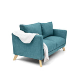 Sofá Montecarlo Petróleo Eureka y Matiz Natural 170x90cm de Tres Puestos con Apoya Brazos