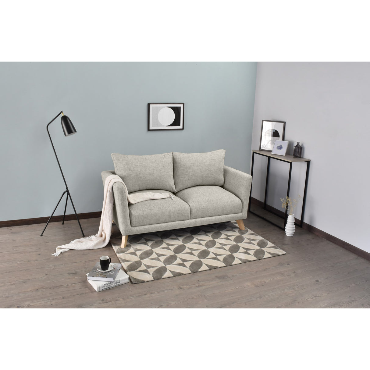 Sofá Montecarlo Taupe Dicosta y Matiz Natural 170x90cm de Tres Puestos con Apoya Brazos