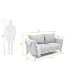 Sofá Montecarlo Plata Eureka y Matiz Natural 170x90cm de Tres Puestos con Apoya Brazos
