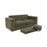 Sofá Montenegro Verde Shaggy y Matiz Caoba 207x82cm de Tres Puestos con Apoya Brazos