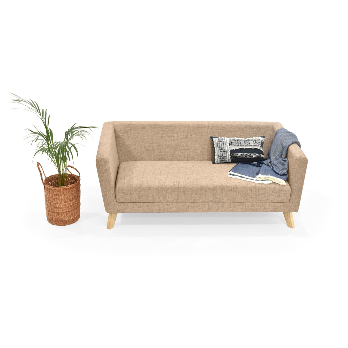 Sofá Montreal Beige Dicosta y Matiz Natural 170x68cm de Tres Puestos sin Apoya Brazos