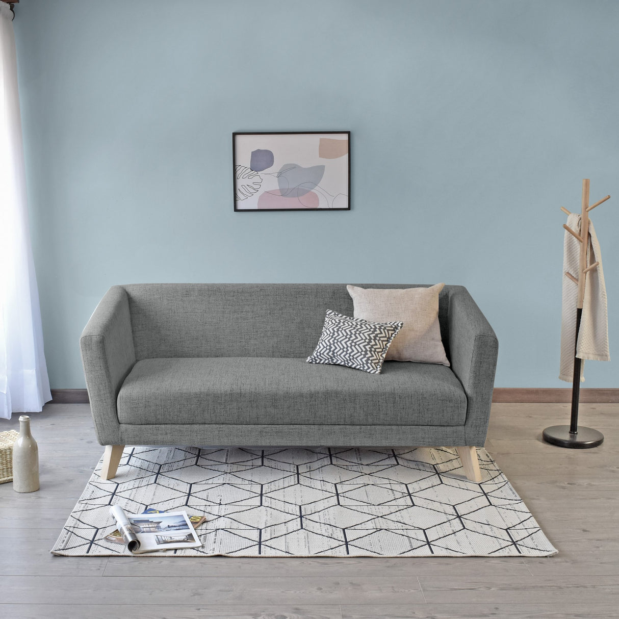 Sofá Montreal Gris Dicosta y Matiz Natural 170x68cm de Tres Puestos sin Apoya Brazos