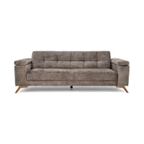 Sofá Cama Moretto Taupe Sky y Matiz Caoba 230x82cm de Tres Puestos Reclinable sin Apoya Brazos
