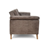Sofá Cama Moretto Taupe Sky y Matiz Caoba 230x82cm de Tres Puestos Reclinable sin Apoya Brazos