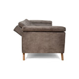 Sofá Cama Moretto Taupe Sky y Matiz Caoba 230x82cm de Tres Puestos Reclinable sin Apoya Brazos
