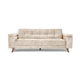 Sofá Cama Moretto Beige Sky y Matiz Caoba 230x82cm de Tres Puestos Reclinable sin Apoya Brazos