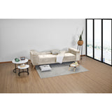 Sofá Cama Moretto Beige Sky y Matiz Caoba 230x82cm de Tres Puestos Reclinable sin Apoya Brazos