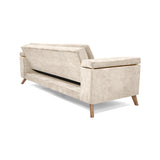 Sofá Cama Moretto Beige Sky y Matiz Caoba 230x82cm de Tres Puestos Reclinable sin Apoya Brazos