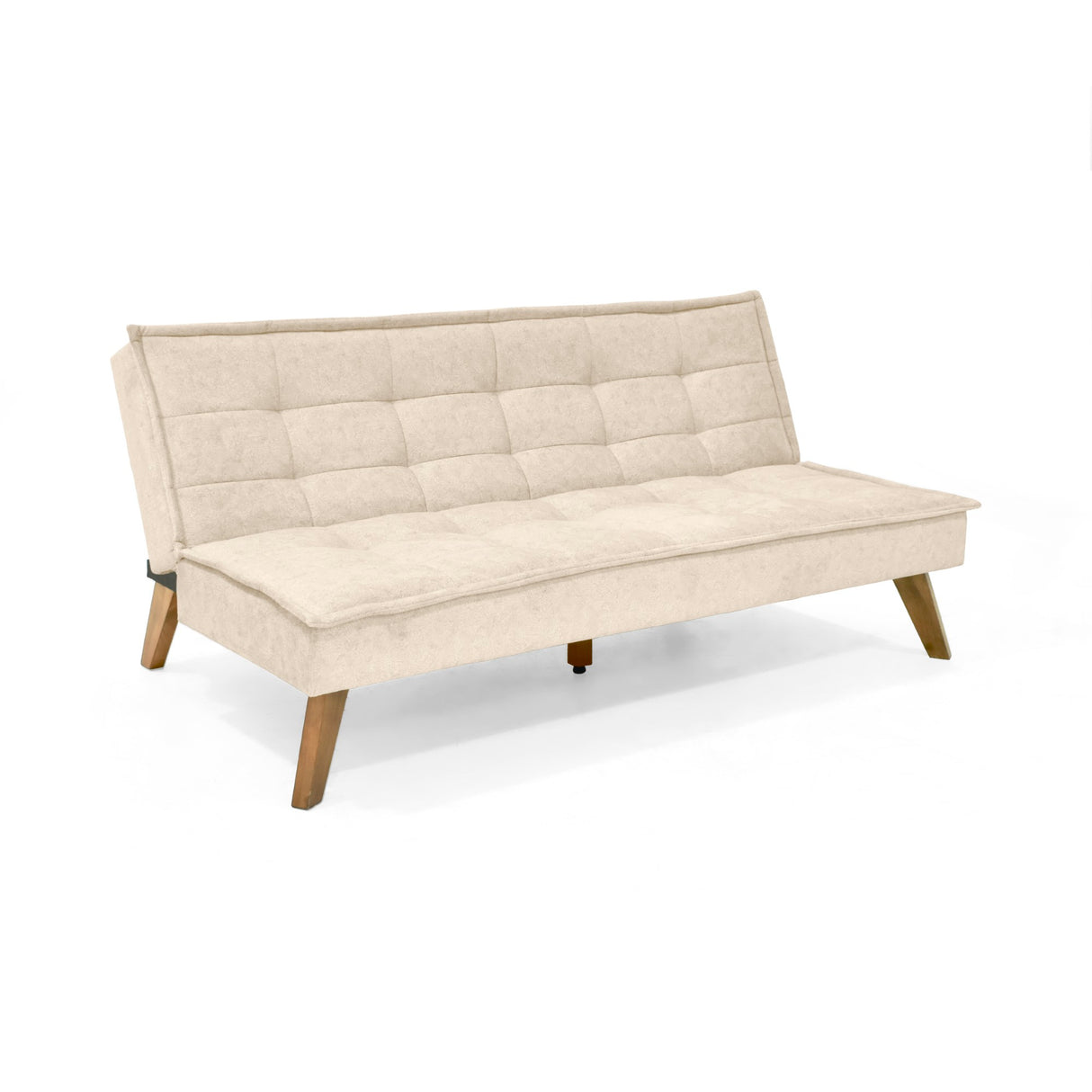 Sofá Cama Morrison Beige Sky y Matiz Caoba 174x80cm de Tres Puestos Reclinable sin Apoya Brazos