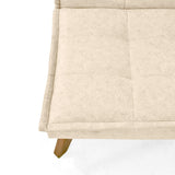 Sofá Cama Morrison Beige Sky y Matiz Caoba 174x80cm de Tres Puestos Reclinable sin Apoya Brazos