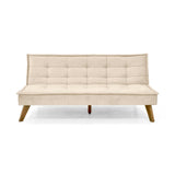 Sofá Cama Morrison Beige Sky y Matiz Caoba 174x80cm de Tres Puestos Reclinable sin Apoya Brazos