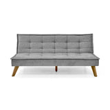 Sofá Cama Morrison Gris Sky y Matiz Caoba 174x80cm de Tres Puestos Reclinable sin Apoya Brazos