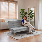 Sofá Cama Morrison Gris Sky y Matiz Caoba 174x80cm de Tres Puestos Reclinable sin Apoya Brazos