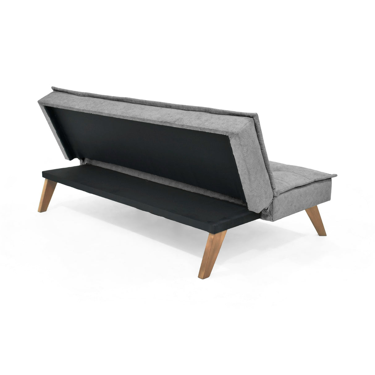 Sofá Cama Morrison Gris Sky y Matiz Caoba 174x80cm de Tres Puestos Reclinable sin Apoya Brazos
