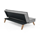 Sofá Cama Morrison Gris Sky y Matiz Caoba 174x80cm de Tres Puestos Reclinable sin Apoya Brazos