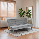 Sofá Cama Morrison Gris Sky y Matiz Caoba 174x80cm de Tres Puestos Reclinable sin Apoya Brazos