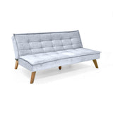 Sofá Cama Morrison Plata Sky y Matiz Caoba 174x80cm de Tres Puestos Reclinable sin Apoya Brazos