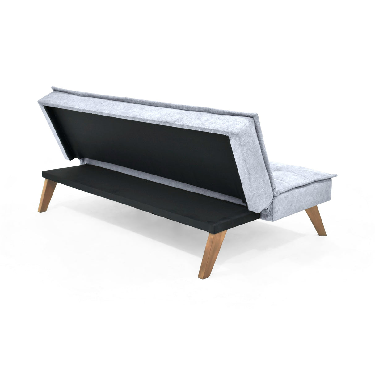 Sofá Cama Morrison Plata Sky y Matiz Caoba 174x80cm de Tres Puestos Reclinable sin Apoya Brazos