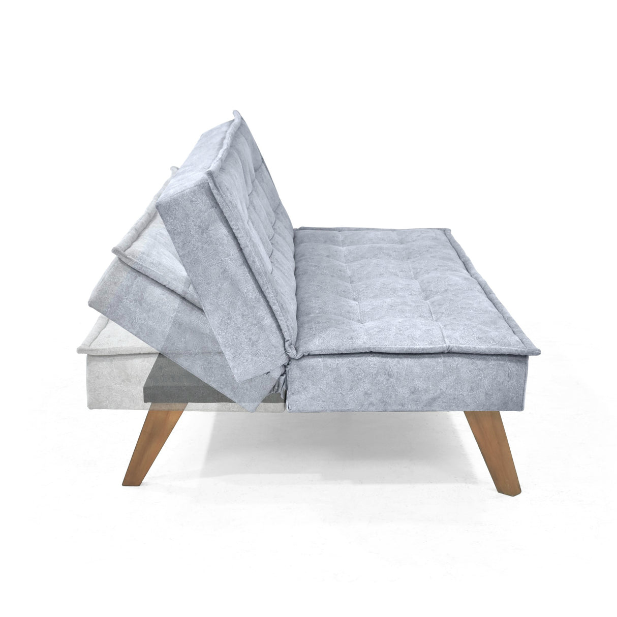 Sofá Cama Morrison Plata Sky y Matiz Caoba 174x80cm de Tres Puestos Reclinable sin Apoya Brazos