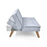 Sofá Cama Morrison Plata Sky y Matiz Caoba 174x80cm de Tres Puestos Reclinable sin Apoya Brazos