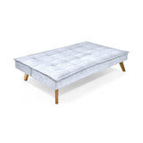 Sofá Cama Morrison Plata Sky y Matiz Caoba 174x80cm de Tres Puestos Reclinable sin Apoya Brazos