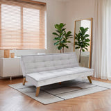 Sofá Cama Morrison Plata Sky y Matiz Caoba 174x80cm de Tres Puestos Reclinable sin Apoya Brazos
