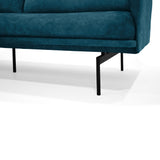 Sofá Mubi Azul Sky y Metálico Negro 197x82cm de Tres Puestos con Apoya Brazos