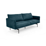 Sofá Mubi Azul Sky y Metálico Negro 197x82cm de Tres Puestos con Apoya Brazos