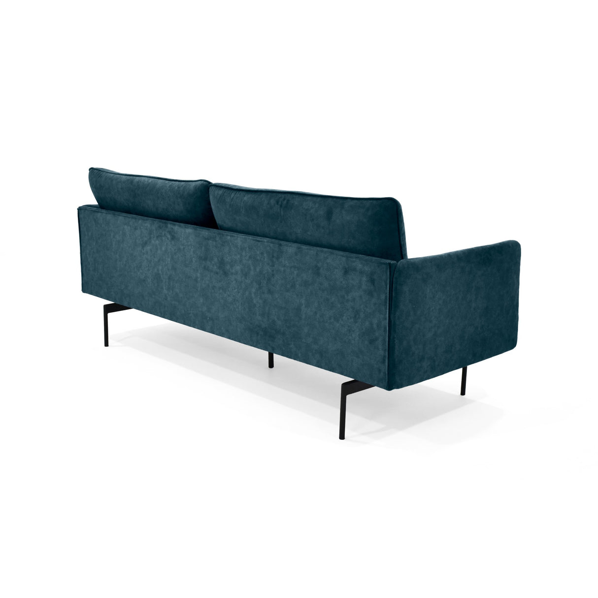 Sofá Mubi Azul Sky y Metálico Negro 197x82cm de Tres Puestos con Apoya Brazos