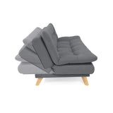 Sofá Cama Munich Gris Denver y Matiz Natural 180x85cm de Tres Puestos Reclinable sin Apoya Brazos