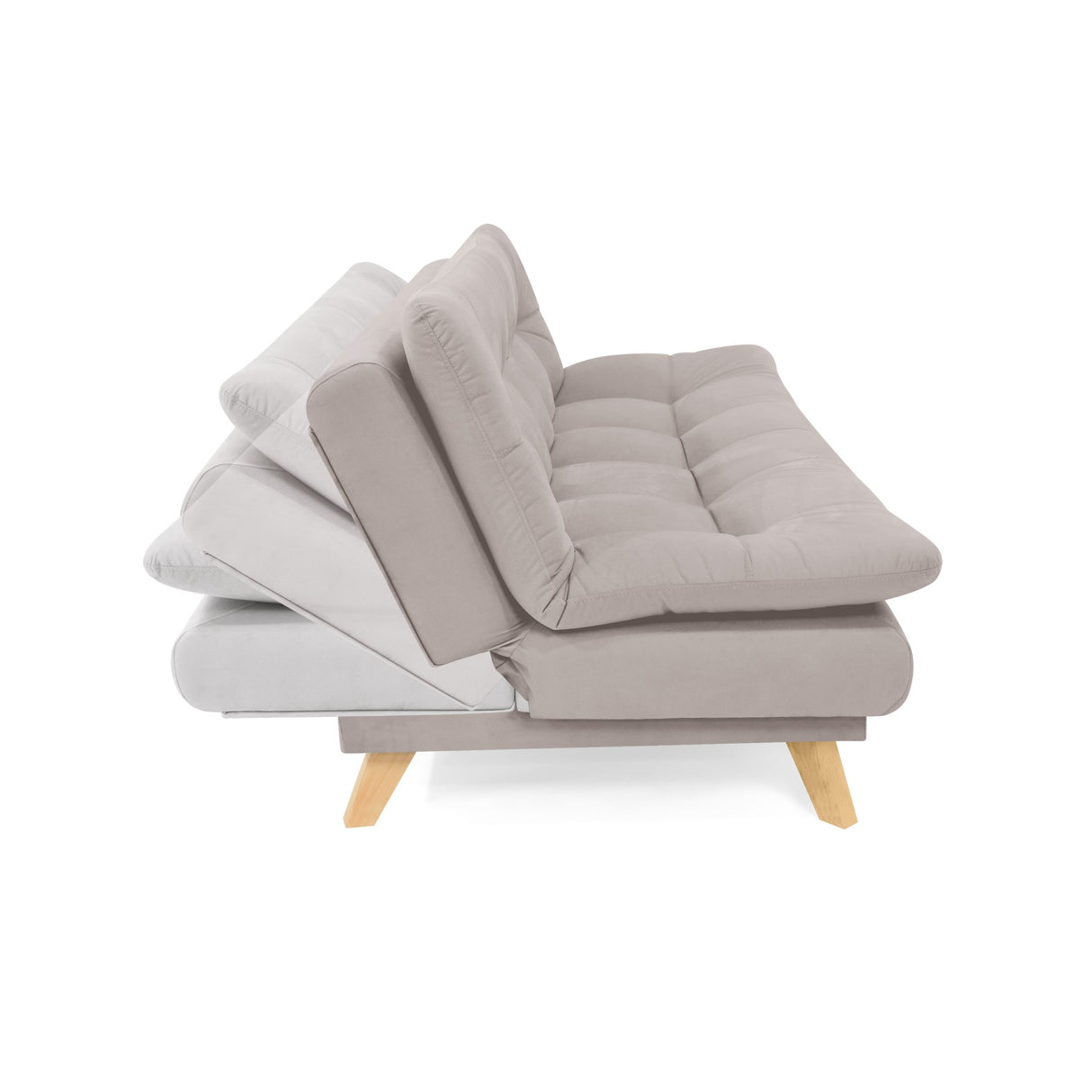 Sofá Cama Munich Taupe Denver y Matiz Natural 180x85cm de Tres Puestos Reclinable sin Apoya Brazos