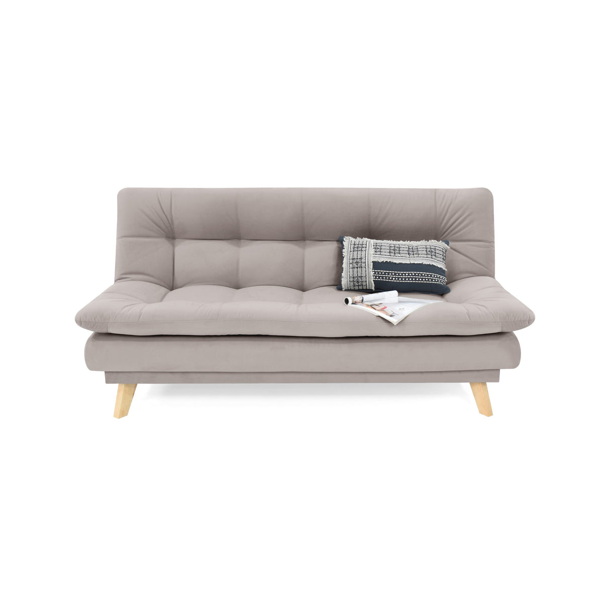 Sofá Cama Munich Taupe Denver y Matiz Natural 180x85cm de Tres Puestos Reclinable sin Apoya Brazos