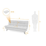 Sofá Cama Munich Acero Dicosta y Matiz Natural 180x85cm de Tres Puestos Reclinable sin Apoya Brazos