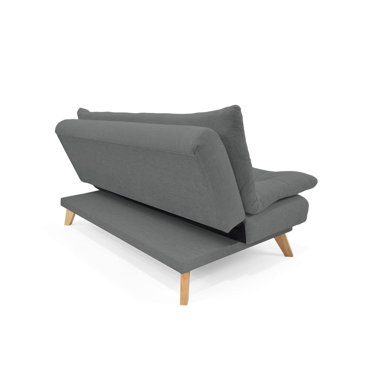 Sofá Cama Munich Gris Dicosta y Matiz Natural 180x85cm de Tres Puestos Reclinable sin Apoya Brazos