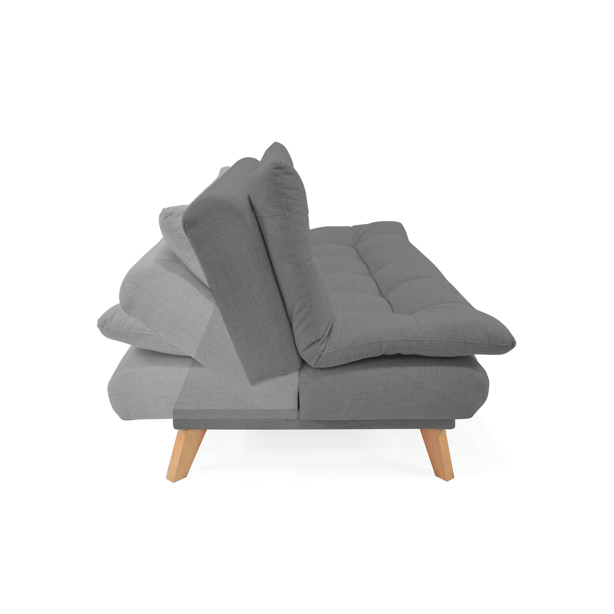 Sofá Cama Munich Gris Dicosta y Matiz Natural 180x85cm de Tres Puestos Reclinable sin Apoya Brazos