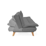 Sofá Cama Munich Gris Dicosta y Matiz Natural 180x85cm de Tres Puestos Reclinable sin Apoya Brazos