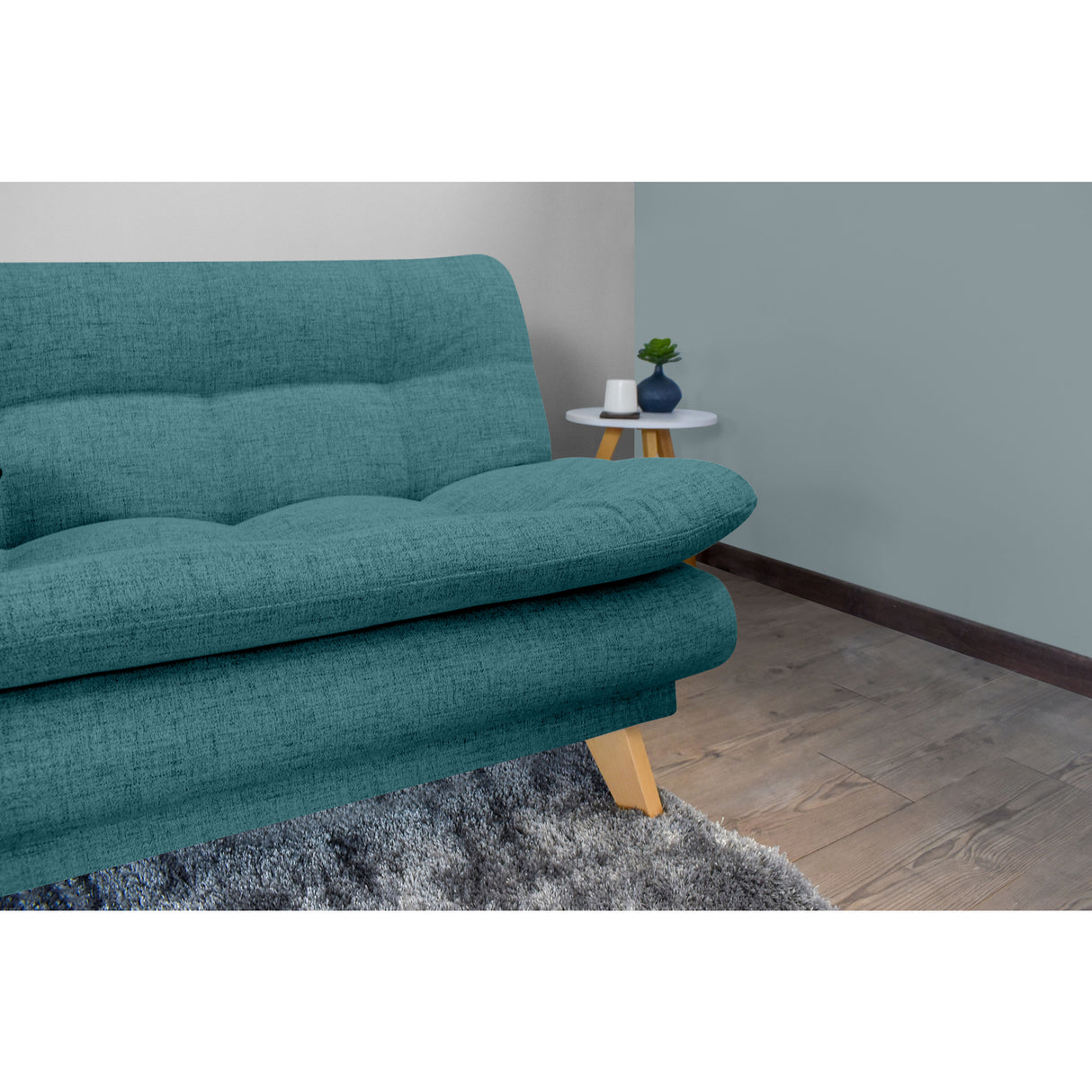 Sofá Cama Munich Petróleo Eureka y Matiz Natural 180x85cm de Tres Puestos Reclinable sin Apoya Brazos