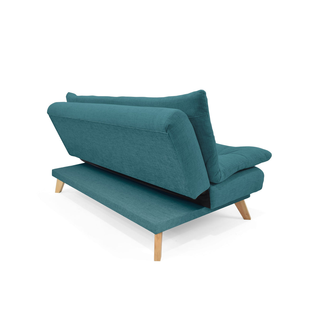 Sofá Cama Munich Petróleo Eureka y Matiz Natural 180x85cm de Tres Puestos Reclinable sin Apoya Brazos