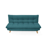 Sofá Cama Munich Petróleo Eureka y Matiz Natural 180x85cm de Tres Puestos Reclinable sin Apoya Brazos