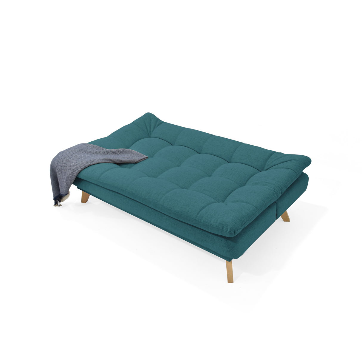 Sofá Cama Munich Petróleo Eureka y Matiz Natural 180x85cm de Tres Puestos Reclinable sin Apoya Brazos
