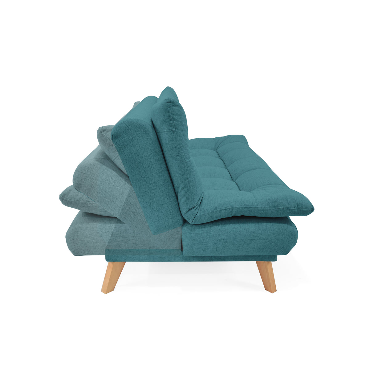 Sofá Cama Munich Petróleo Eureka y Matiz Natural 180x85cm de Tres Puestos Reclinable sin Apoya Brazos